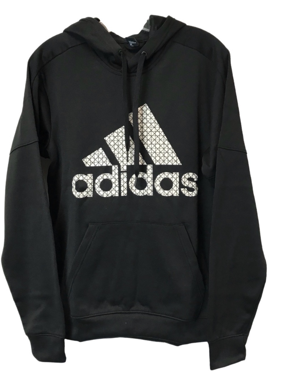 Adidas Men Black Geometric Lines Graphic Climawarm Performance Hoodie size L